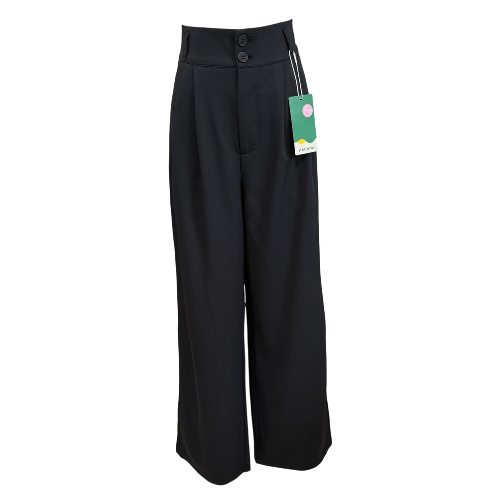 Halara Black Wide Leg High Waisted Trouser Pants Minimalist Old Money Career M - Picture 4 of 8